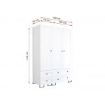 Trzydrzwiowa biała szafa modułowa do sypialni lub przedpokoju LIDAL 150 z szufladami i czarnymi uchwytami