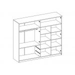 Szafa 4-drzwiowa 180 cm z lustrem i szufladami do sypialni, drewniana z czarnymi uchwytami - LORENS Dąb Hikora