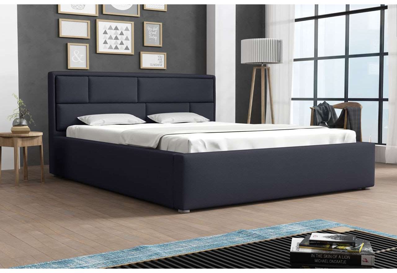 Eleganckie łóżko tapicerowane do sypialni - DAKO 180x200 - Monolith 25104 - ciemny szary - OUTLET