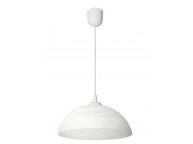 Lampa wisząca kuchenna o klasycznym charakterze MARSALA biała, z dużym szklanym kloszem