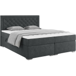 Stylowe łóżko kontynentalne z wysokim wezgłowiem w modnej plecionce - JASIR 200x200 ciemny szary