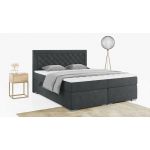 Stylowe łóżko kontynentalne z wysokim wezgłowiem w modnej plecionce - JASIR 200x200 ciemny szary