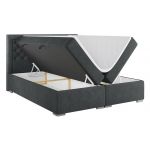 Stylowe łóżko kontynentalne z wysokim wezgłowiem w modnej plecionce - JASIR 200x200 ciemny szary