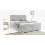 Stylowe łóżko kontynentalne z wysokim wezgłowiem w modnej plecionce - JASIR 200x200 ciemny szary