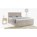 Stylowe łóżko kontynentalne z wysokim wezgłowiem w modnej plecionce - JASIR 200x200 ciemny szary