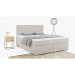 Stylowe łóżko kontynentalne z wysokim wezgłowiem w modnej plecionce - JASIR 200x200 ciemny szary