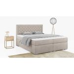 Stylowe łóżko kontynentalne z wysokim wezgłowiem w modnej plecionce - JASIR 200x200 ciemny szary