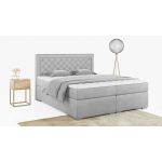 Stylowe łóżko kontynentalne z wysokim wezgłowiem w modnej plecionce - JASIR 200x200 ciemny szary