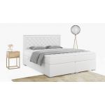 Stylowe łóżko kontynentalne z wysokim wezgłowiem w modnej plecionce - JASIR 200x200 ciemny szary