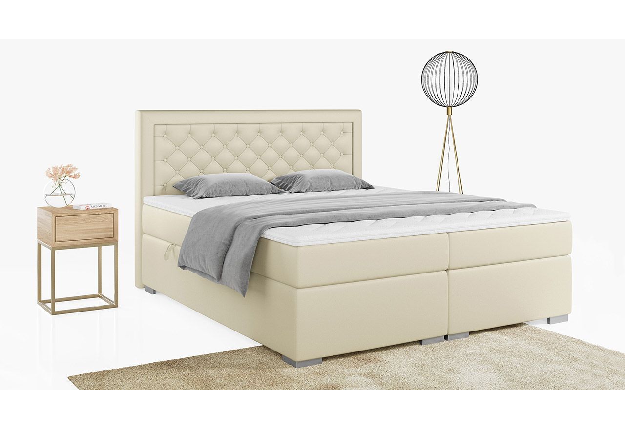 Stylowe łóżko kontynentalne z wysokim wezgłowiem w modnej plecionce - JASIR 200x200 ciemny szary