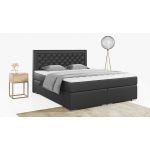 Stylowe łóżko kontynentalne z wysokim wezgłowiem w modnej plecionce - JASIR 200x200 ciemny szary