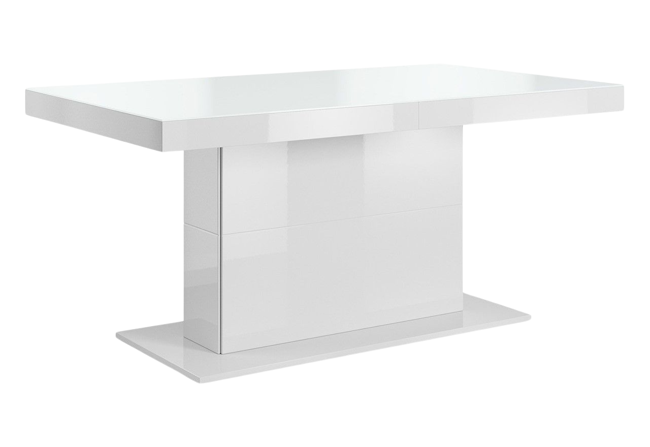 Stół rozkładany do salonu lub jadalni w nowoczesnym stylu ze szklanym blatem - QUARKO Biały