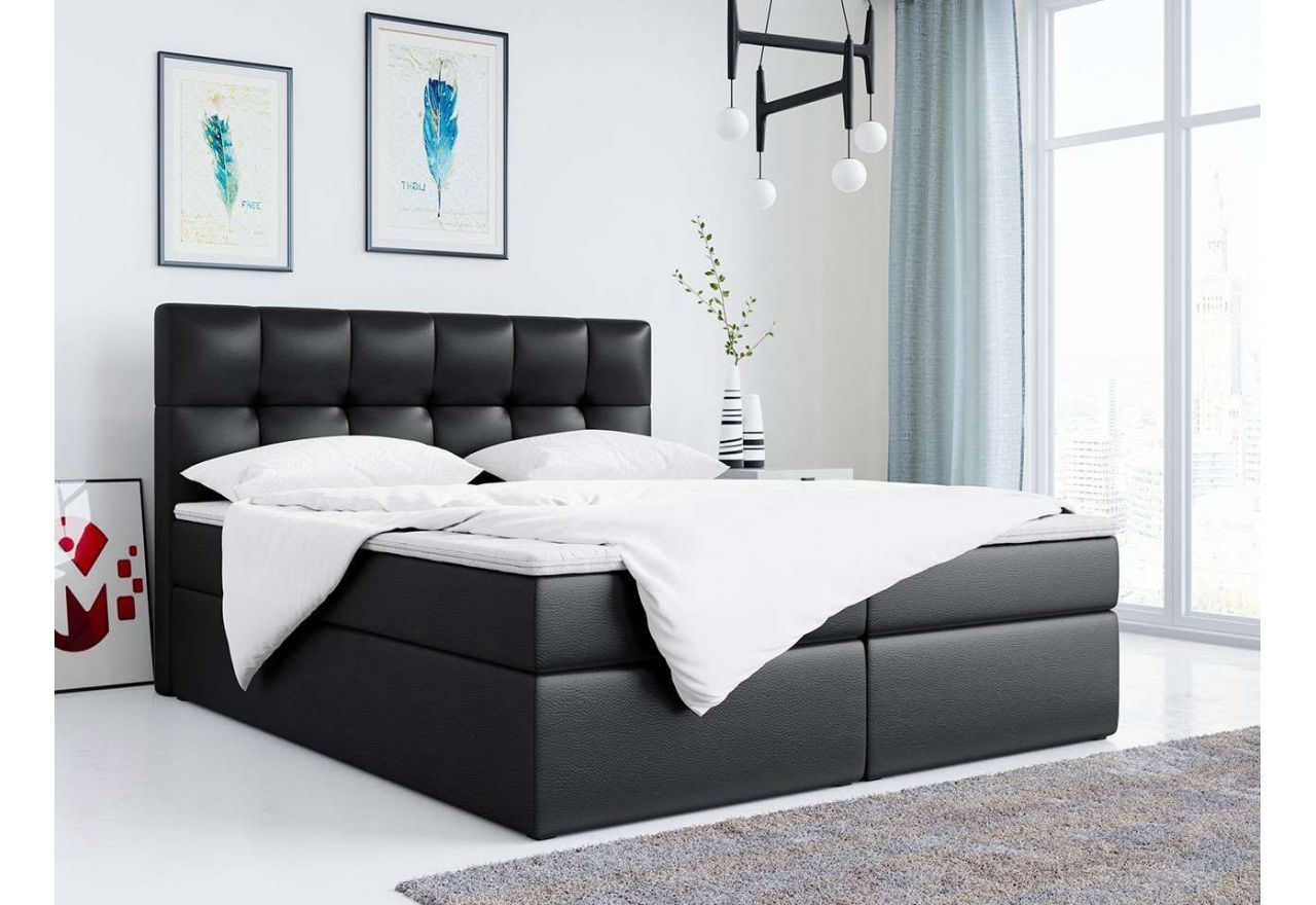 Modne łóżko z podwójnym pojemnikiem na pościel do sypialni - ALVIN / Madryt 9100 - OUTLET
