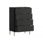 Komoda z 4 szufladami 70 cm PAGANE, granatowa na wysokich, złotych nóżkach do salonu