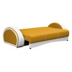 Piękna żółta sofa wypoczynkowa na sprężynach CORDOBA z białymi wstawkami z ecoskóry