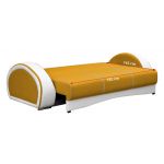 Piękna żółta sofa wypoczynkowa na sprężynach CORDOBA z białymi wstawkami z ecoskóry