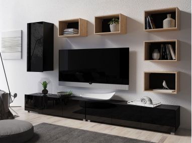 Czarne, stylowe meble jako zestaw do salonu i kącika telewizyjnego - CONTROL
