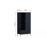 Granatowy zestaw mebli do salonu PAGANE z metalowymi, złotymi dodatkami i opcją oświetlenia LED