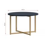 Granatowy zestaw mebli do salonu PAGANE z metalowymi, złotymi dodatkami i opcją oświetlenia LED