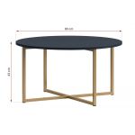 Granatowy zestaw mebli do salonu PAGANE z metalowymi, złotymi dodatkami i opcją oświetlenia LED