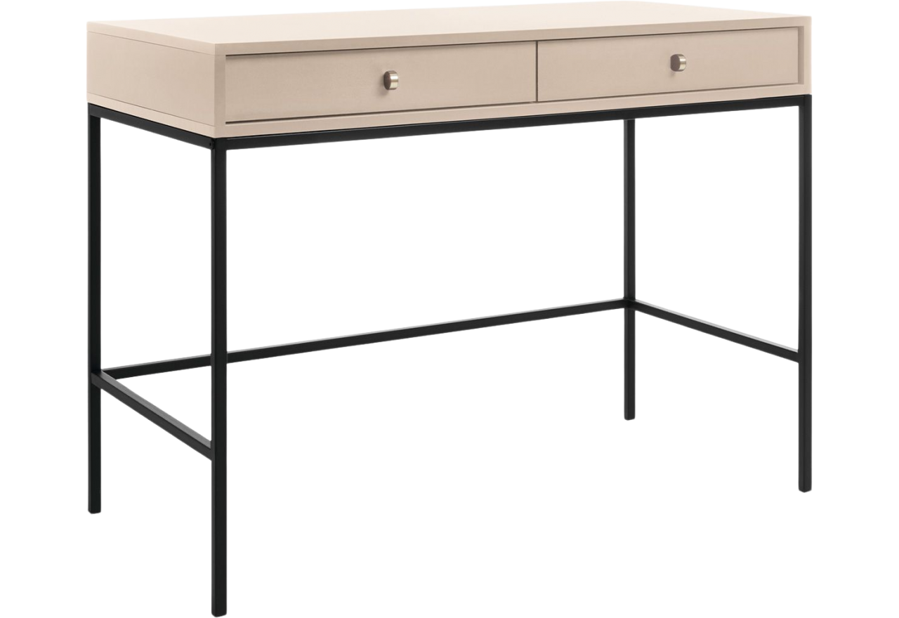 Toaletka do sypialni z szufladami na metalowych nogach - MOLLINO Beżowy / Czarny