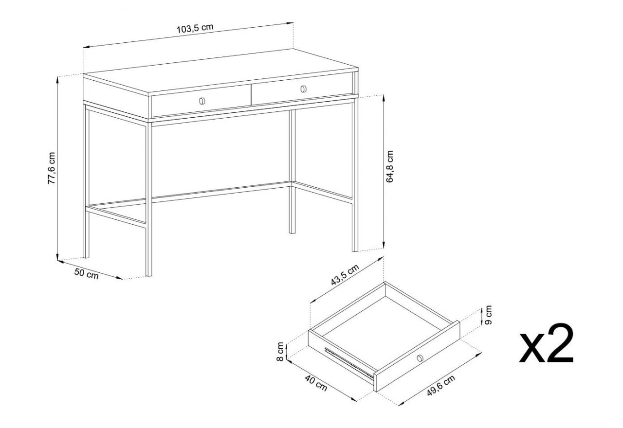Toaletka do sypialni z szufladami na metalowych nogach - MOLLINO Beżowy / Czarny
