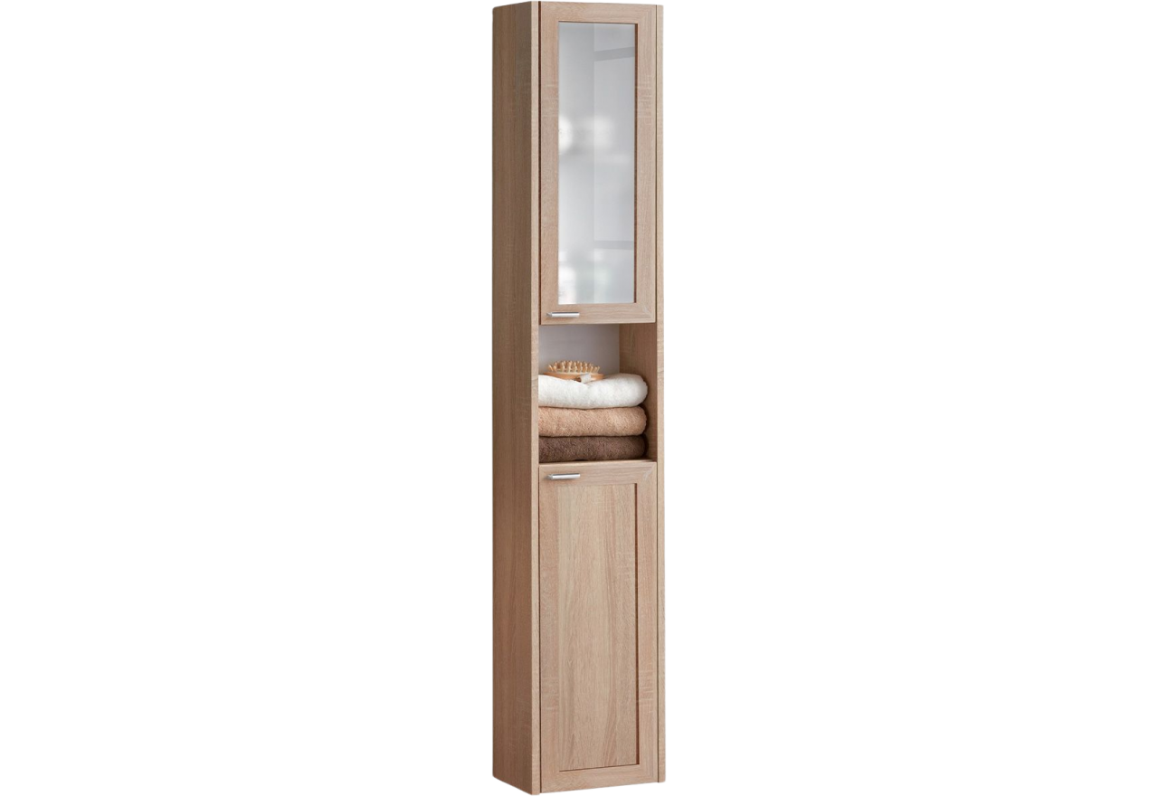 Wisząca szafka łazienkowa dwudrzwiowa w klasycznym stylu - PREGANO / Dąb Sonoma