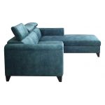 Turkusowy narożnik L, wolnostojący z siedziskiem na sprężynach REVIK rozkładany, z pojemnikiem na pościel