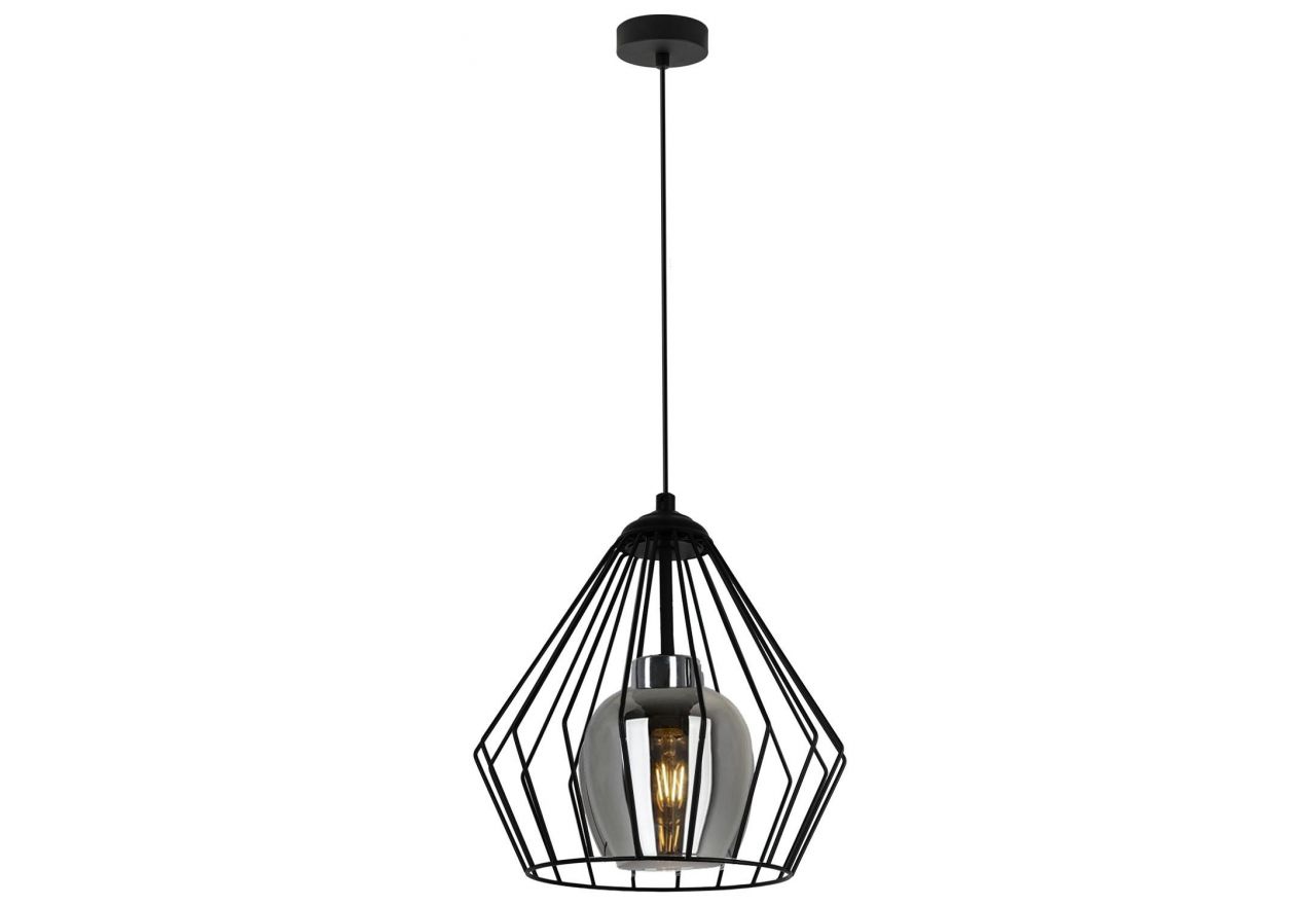 Designerska lampa wisząca z podwójnym druciano-szklanym kloszem REISI czarna