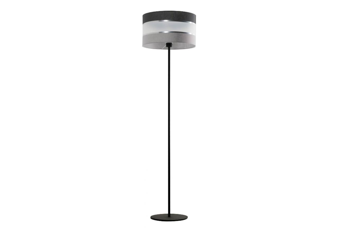 Lampa stojąca do salonu DORRIS z trójbarwnym kloszem i czarnym, metalowym korpusem