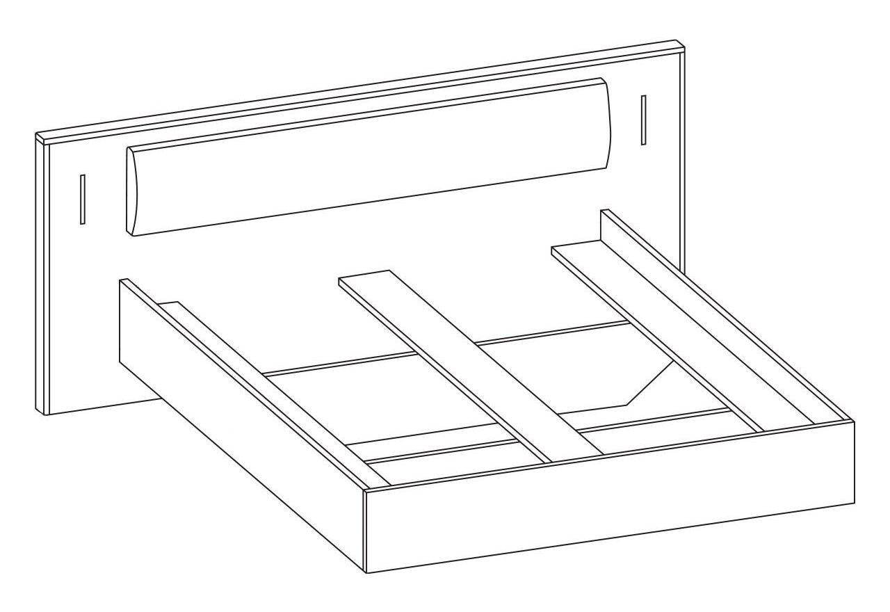 Modne łóżko drewniane 160x200 ze stolikami nocnymi i oświetleniem LED do sypialni - SALLY / Biały Mat / Szary Grafit