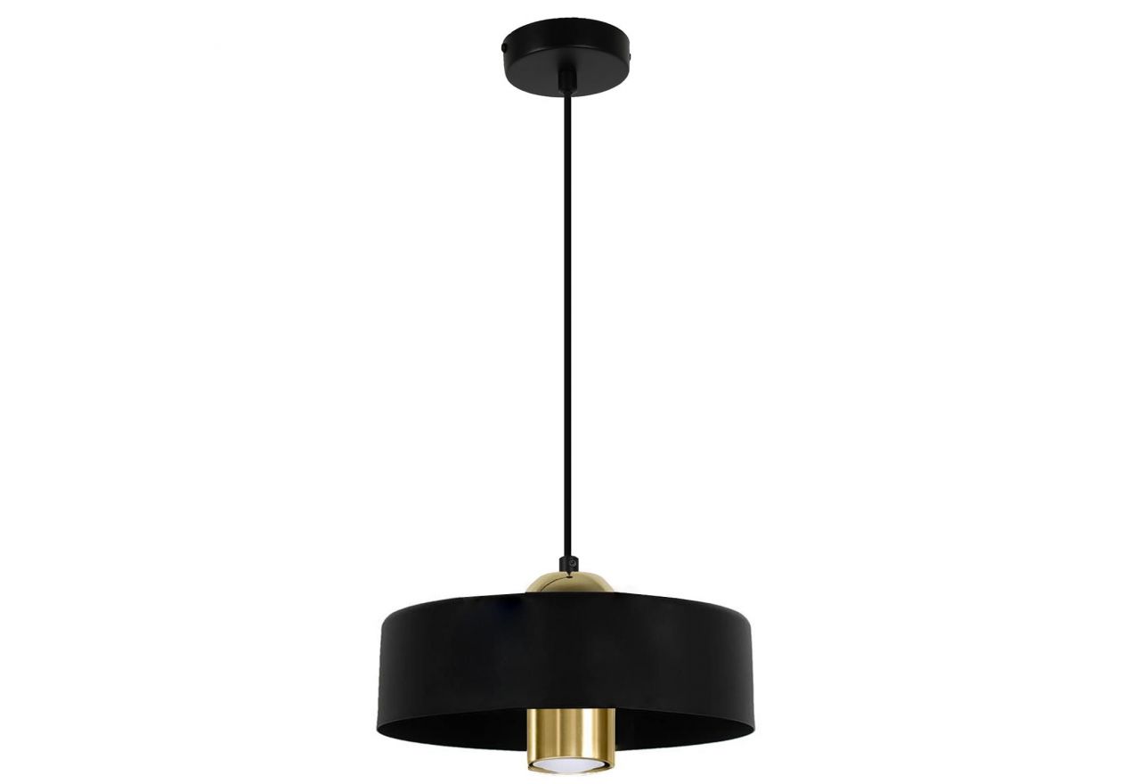 Czarna lampa wisząca sufitowa MARSENI z minimalistycznym kloszem i złotym wkładem