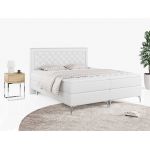 Podwójne łóżko kontynentalne z opcją imitacji kryształków, obite przyjemną plecionką - MACAN 140x200 jasny szary