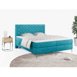 Podwójne łóżko kontynentalne z opcją imitacji kryształków, obite przyjemną plecionką - MACAN 140x200 jasny szary