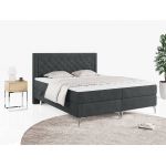 Podwójne łóżko kontynentalne z opcją imitacji kryształków, obite przyjemną plecionką - MACAN 140x200 jasny szary