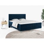 Podwójne łóżko kontynentalne z opcją imitacji kryształków, obite przyjemną plecionką - MACAN 140x200 jasny szary