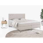 Podwójne łóżko kontynentalne z opcją imitacji kryształków, obite przyjemną plecionką - MACAN 140x200 jasny szary