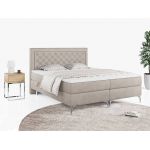 Podwójne łóżko kontynentalne z opcją imitacji kryształków, obite przyjemną plecionką - MACAN 140x200 jasny szary