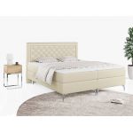 Podwójne łóżko kontynentalne z opcją imitacji kryształków, obite przyjemną plecionką - MACAN 140x200 jasny szary