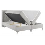 Podwójne łóżko kontynentalne z opcją imitacji kryształków, obite przyjemną plecionką - MACAN 140x200 jasny szary