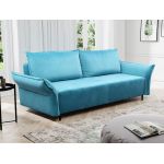 Miękka sofa z siedziskiem na sprężynach i wbudowaną funkcją spania NOVARA błękitna