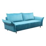 Miękka sofa z siedziskiem na sprężynach i wbudowaną funkcją spania NOVARA błękitna