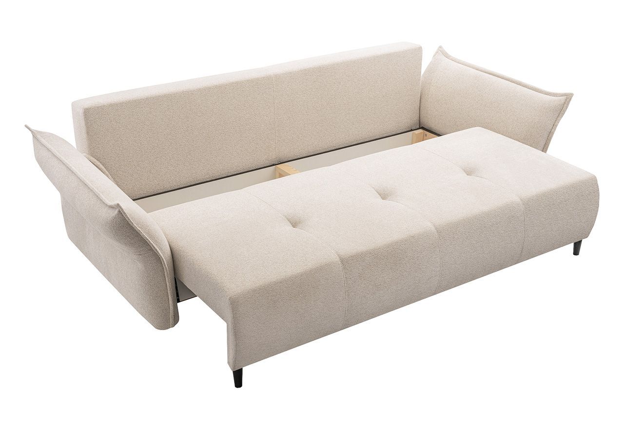 Miękka sofa z siedziskiem na sprężynach i wbudowaną funkcją spania NOVARA błękitna