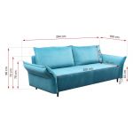 Miękka sofa z siedziskiem na sprężynach i wbudowaną funkcją spania NOVARA błękitna