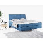 Wyposażone w dwa materace i wysokie wezgłowie łóżko kontynentalne ADELANO czarna ecoskóra 180x200