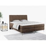 Wyposażone w dwa materace i wysokie wezgłowie łóżko kontynentalne ADELANO czarna ecoskóra 180x200