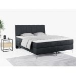 Wyposażone w dwa materace i wysokie wezgłowie łóżko kontynentalne ADELANO czarna ecoskóra 180x200