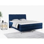 Wyposażone w dwa materace i wysokie wezgłowie łóżko kontynentalne ADELANO czarna ecoskóra 180x200