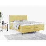 Wyposażone w dwa materace i wysokie wezgłowie łóżko kontynentalne ADELANO czarna ecoskóra 180x200