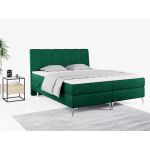 Wyposażone w dwa materace i wysokie wezgłowie łóżko kontynentalne ADELANO czarna ecoskóra 180x200